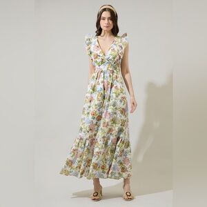 Pany Floral Mawar Ruffle Maxi Dress - Spring, Summer, Engagement